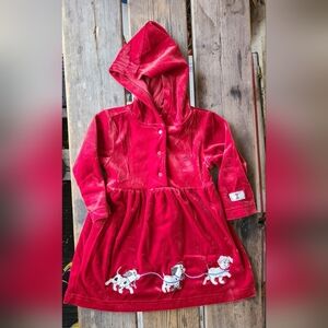 Vintage DISNEY STORE / 101 DALMATIAN SZ 18M VGUC RED velour w/ DALMATIANS Dress